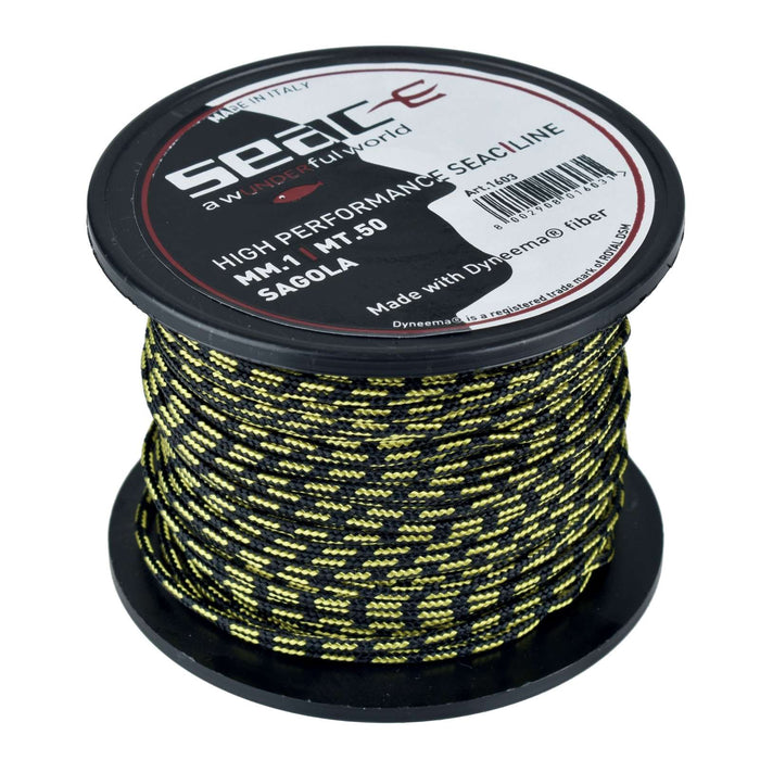 Corde Dyneema noir-jaune 50 m 1,4 mm Seac 1603