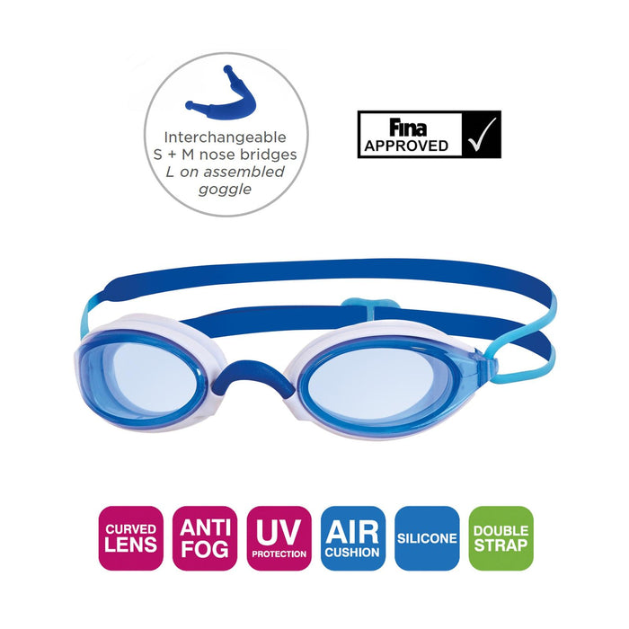 Occhialini da nuoto Fusion Air Blu-Bianco Lenti Tinte-Blu Zoggs 461012BLWHTBL