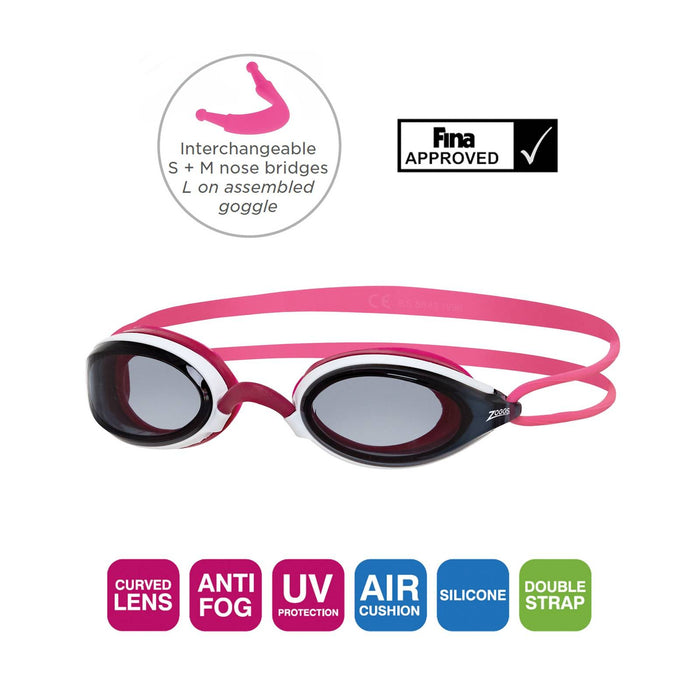 Occhialini da nuoto Fusion Air Rosa-Bianco Lenti Fumè Tinte Zoggs 461012PKWHTSM