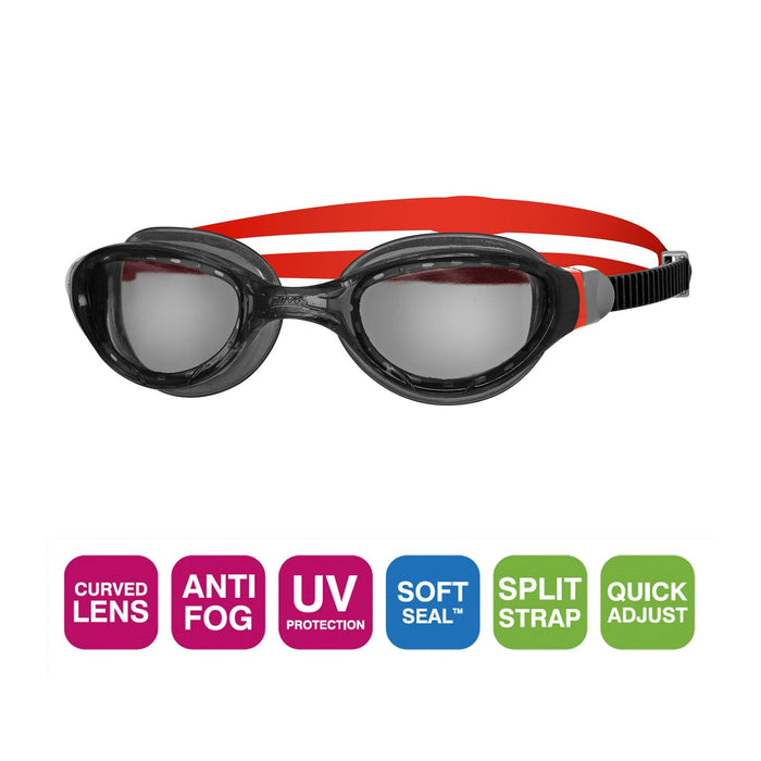 Occhialini da nuoto Phantom 2.0 Nero-Rosso Lenti Fumè Tinte Zoggs 461031BKRDTSM