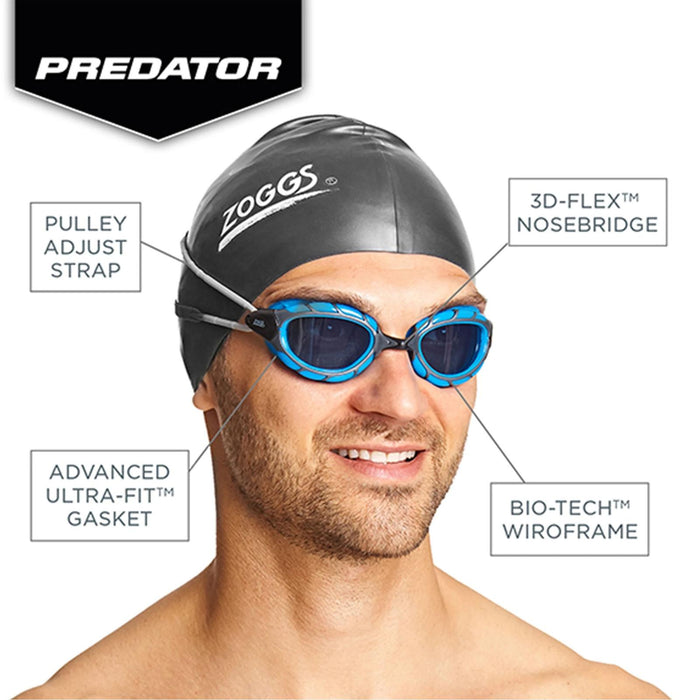 Occhialini da nuoto Predator Flex Polarizzati Nero-Rosso-Smoke Piccolo Zoggs 461043BKRDPSMS