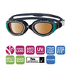 Occhialini da nuoto Predator Flex Polarizzati Ultra Nero-Verde Piccolo Zoggs 461046BKGNPCPS
