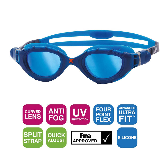 Occhialini da nuoto Predator Flex Titanio Blu Specchiato-Blu Lenti Piccolo Zoggs 461054BLBLMBLS