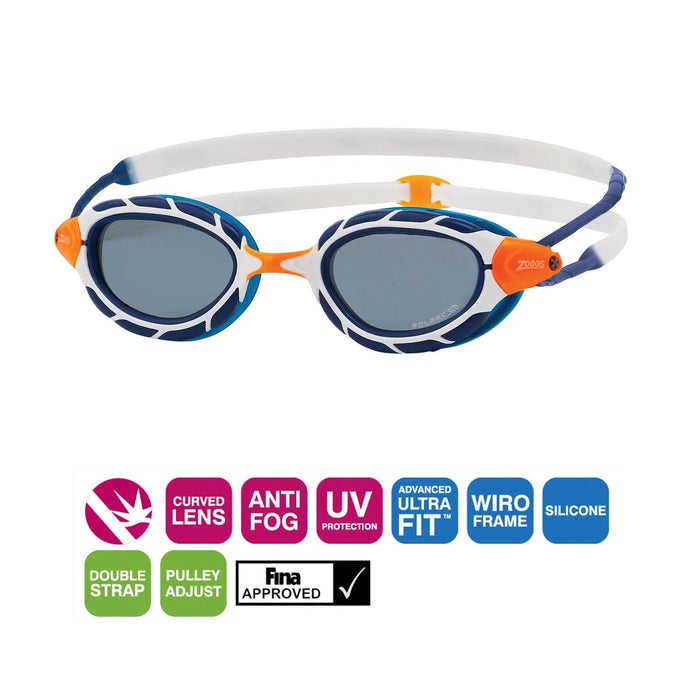 Occhialini da nuoto Predator Polarizzati Blu-Bianco-Smoke Piccolo Zoggs 461060BLWHPSMS