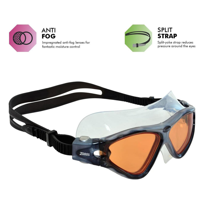 Maschera da nuoto tri vision grigio-nero lenti tonalità rame Zoggs 461075GYBKTCP