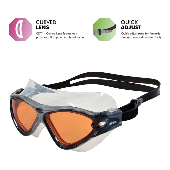 Maschera da nuoto tri vision grigio-nero lenti tonalità rame Zoggs 461075GYBKTCP