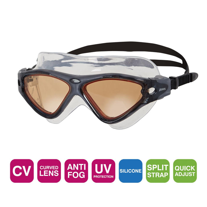 Maschera da nuoto tri vision grigio-nero lenti tonalità rame Zoggs 461075GYBKTCP