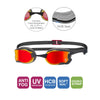 Occhialini da nuoto Raptor Hcb Titanio Grigio-Nero Specchiato-Rosso Lenti Zoggs 461085GYBKMRD