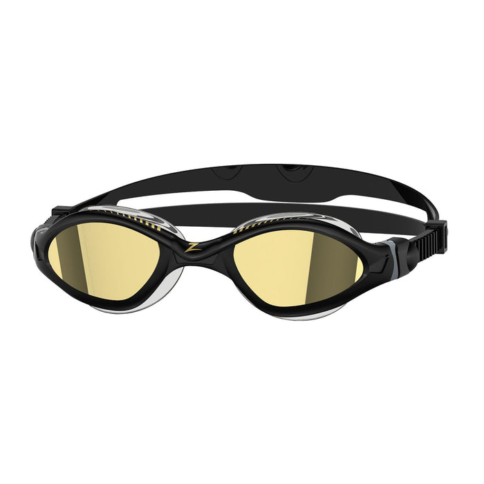 Occhialini da nuoto Tiger Lsr++ Titanio Nero-Grigio Lenti Specchiate-Oro Piccole Zoggs 461092BKGYMGDS