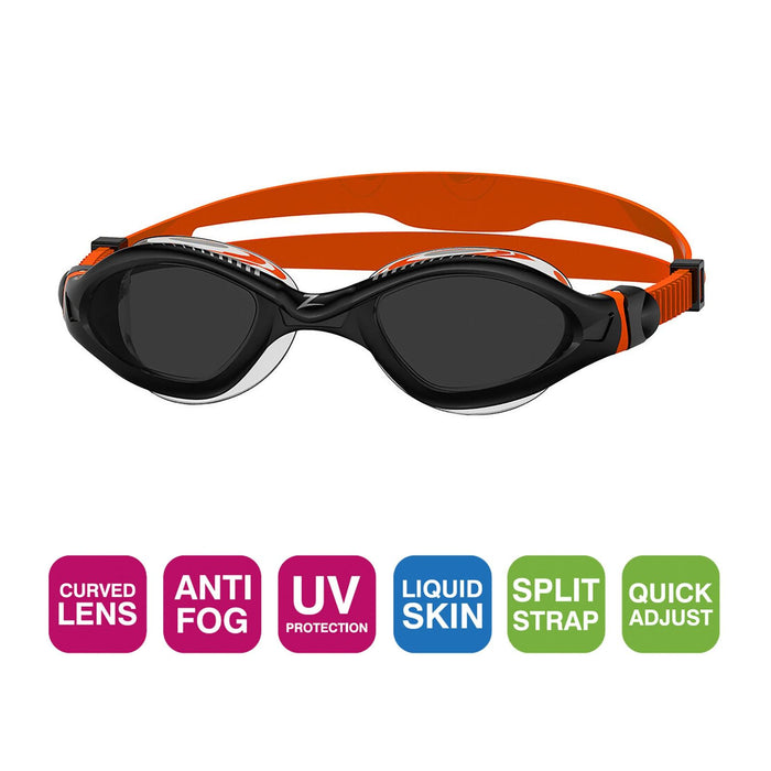 Occhialini da nuoto Tiger Lsr+ Nero-Arancione Lenti Fumè Tinte Regolari Zoggs 461093BKORTSMR