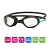 Occhialini da nuoto Tiger Lsr+ Nero-Turchese-Lenti Trasparenti Regolari Zoggs 461093BKTQCLRR