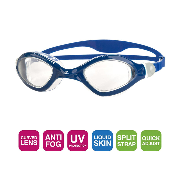 Occhialini da nuoto Tiger Lsr+ Blu-Bianco-Lenti Trasparenti Regolari Zoggs 461093BLWHCLRR