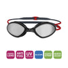 Occhialini da nuoto Tiger Titanio Grigio-Rosso Lenti Specchiate-Fumo Regolari Zoggs 461094GYRDMSMR
