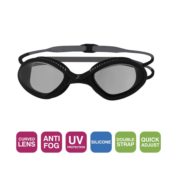 Occhialini da nuoto Tiger Nero-Grigio Lenti Fumè Tinte Regolari Zoggs 461095BKGYTSMR