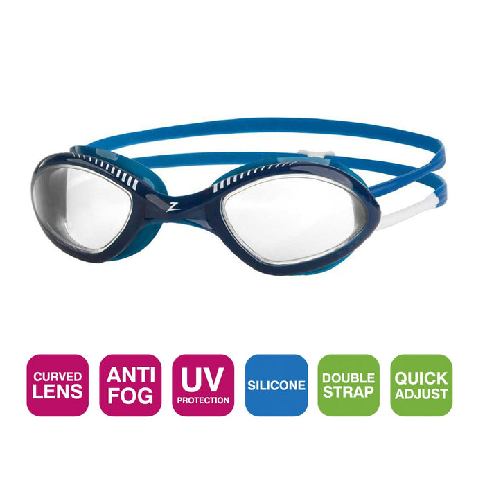 Occhialini da nuoto Tiger Blu-Bianco-Lenti Trasparenti Piccole Zoggs 461095BLWHCLRS