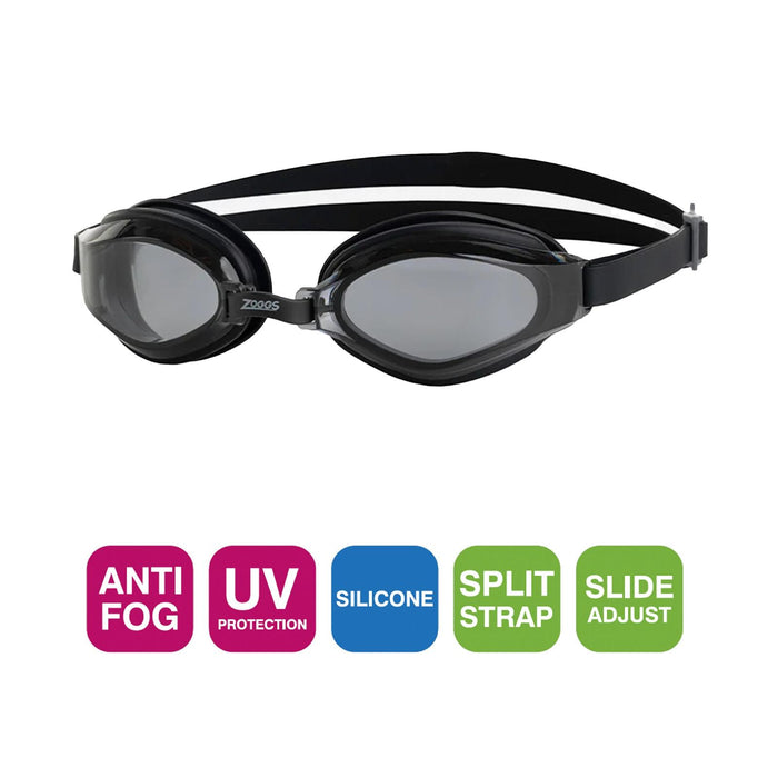 Occhialini da Nuoto Endura Max Nero Lenti Tinta-Nebbia Zoggs 461110BKBKTSM