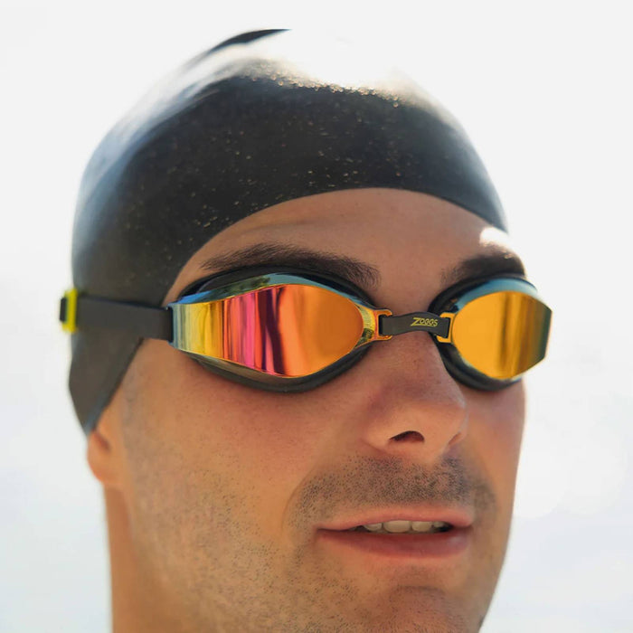 Occhialini da Nuoto Endura Max Titanio Nero-Giallo Lenti Mirrored-Viola Zoggs 461111BKYLMVI