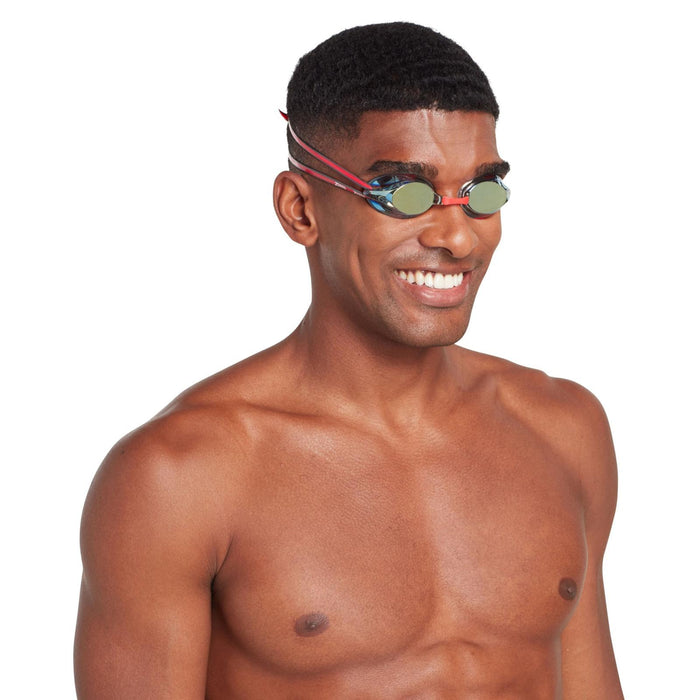 Occhialini da Nuoto Racer Titanio Grigio-Rosso Lenti Mirrored-Oro Zoggs 461112GYRDMGD