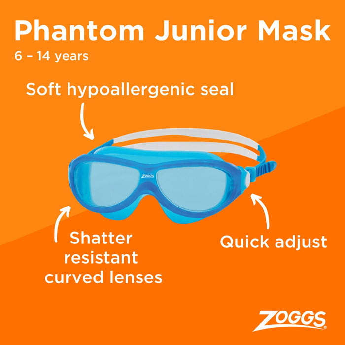 Maschera da nuoto Phantom Junior Rosa-Bianco Lenti Fumé-Blu Zoggs 461317PKWHTBL