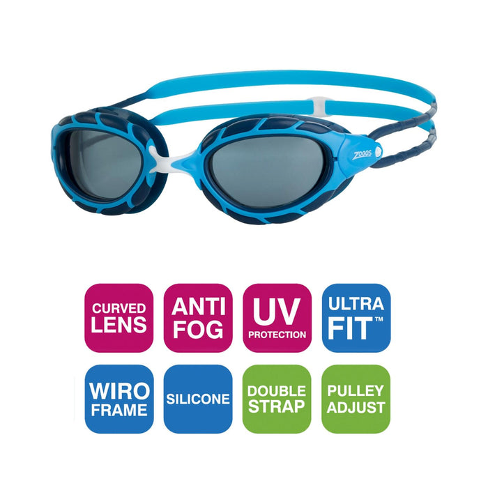 Occhialini da nuoto Predator Junior Azzurro-Blu Lenti Fumé Zoggs 461319LBBLTSM