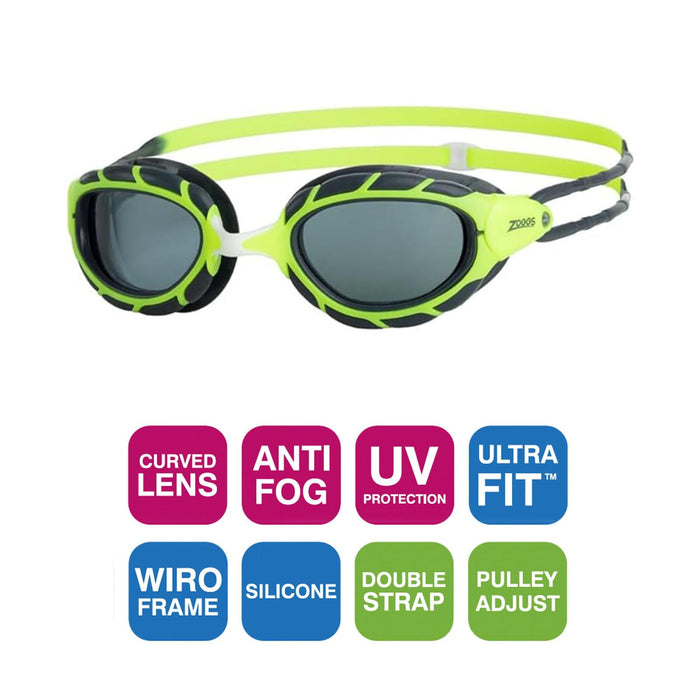 Occhialini da nuoto Predator Junior Lime-Grigio Lenti Fumé Zoggs 461319LMGYTSM