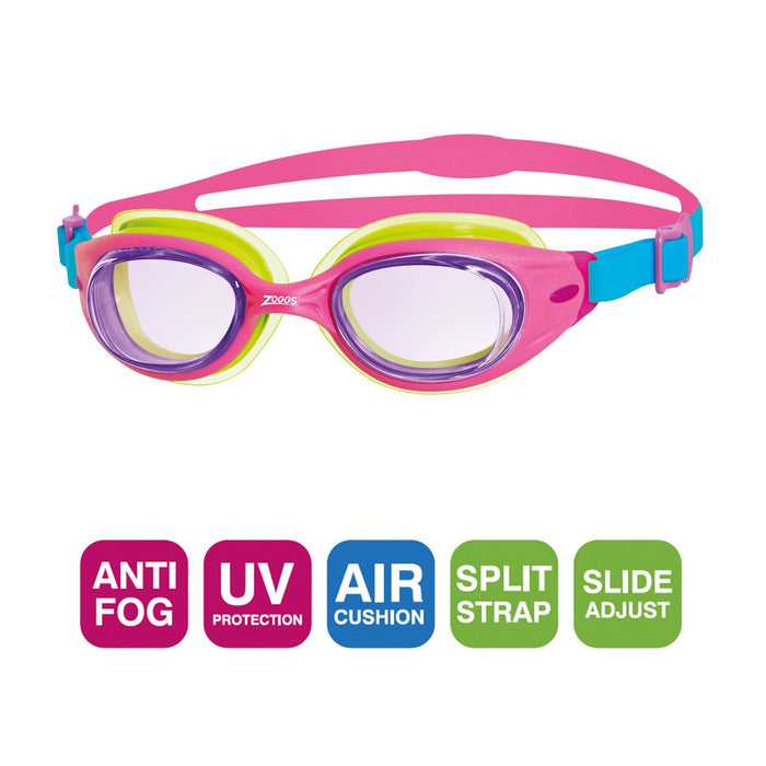 Occhialini da nuoto Little Sonic Air Kids Rosa-Verde Lenti Fumé-Viola Zoggs 461418PKGNTPU